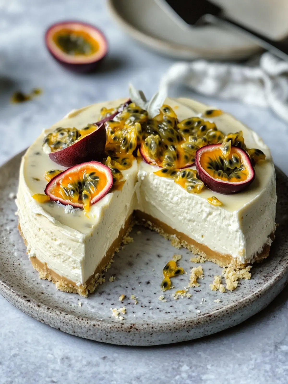 Indulge in White Chocolate and Passion Fruit Cheesecake Delight 2 White Chocolate and Passion Fruit Cheesecake