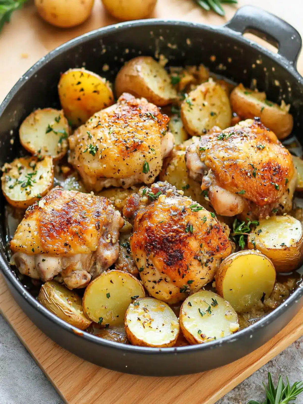 Garlic Parmesan Chicken Thighs with Baby Potatoes, One-Pan Wonder 2 Garlic Parmesan Chicken Thighs with Baby Potatoes
