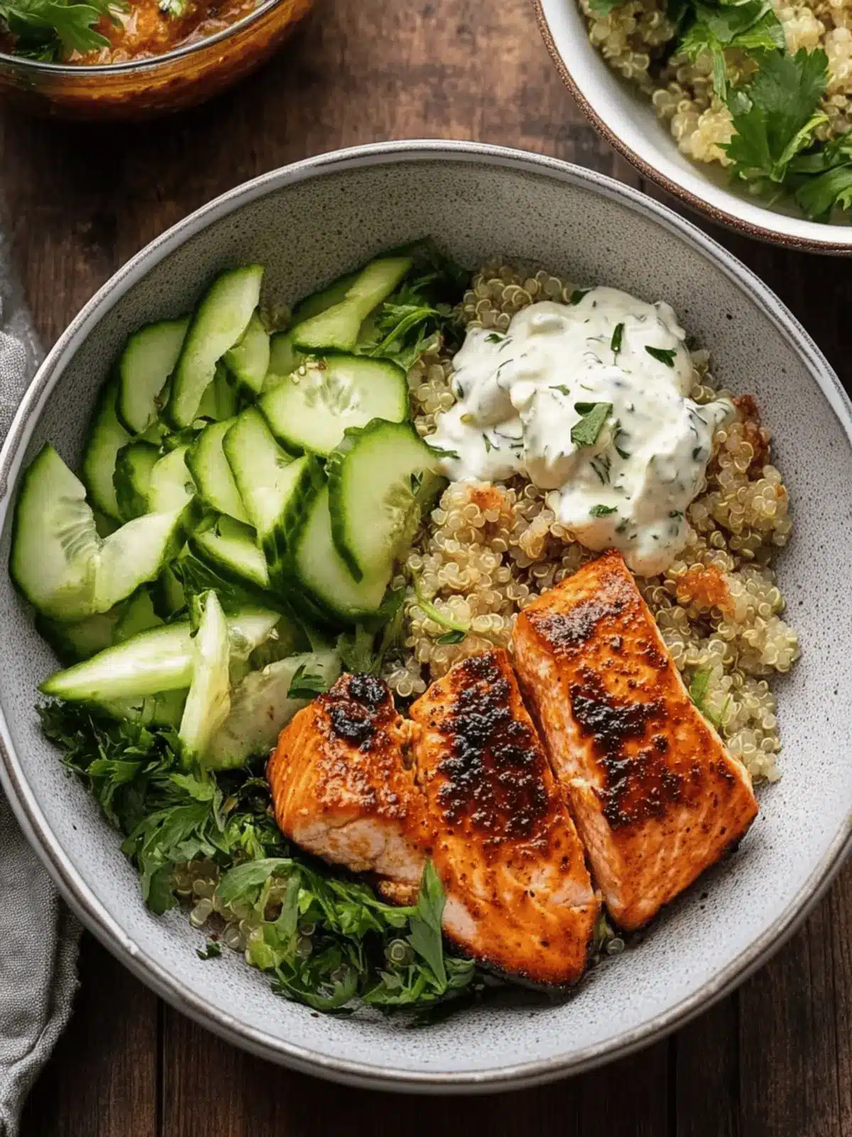 Honey Harissa Salmon Quinoa Bowls for Quick Healthy Comfort 4 Honey Harissa Salmon Quinoa Bowls