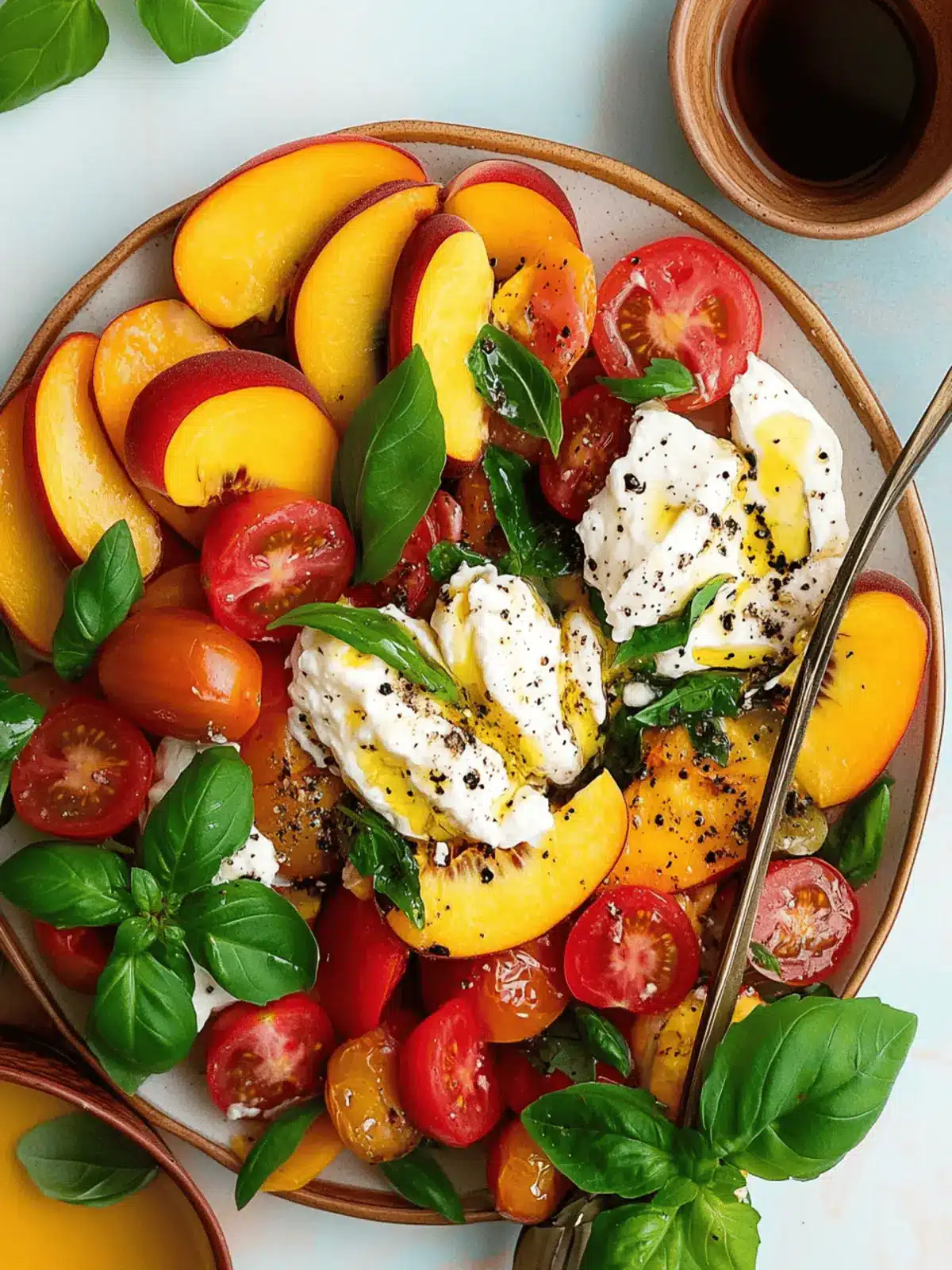 Peach Tomato Salad with Burrata and Basil for Summer Bliss 4 Peach Tomato Salad with Burrata and Basil