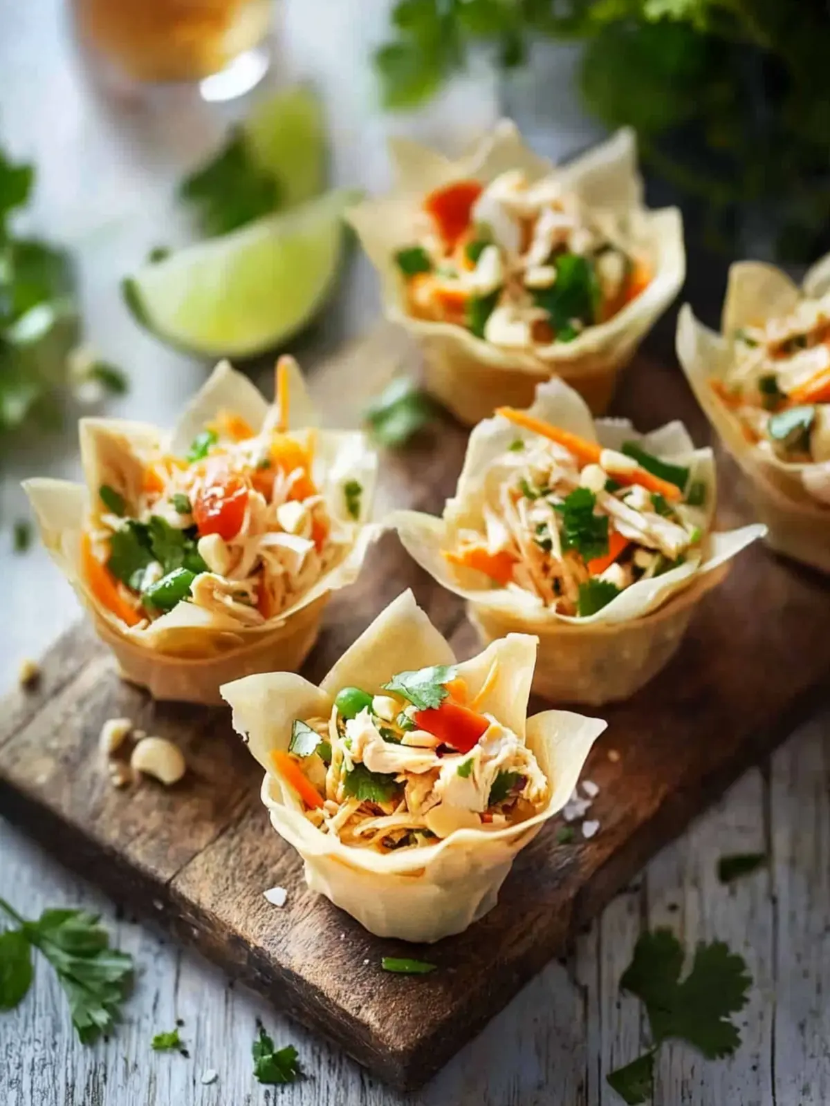 Thai Chicken Salad Wonton Cups That Will Wow Your Guests 4 Thai Chicken Salad Wonton Cups