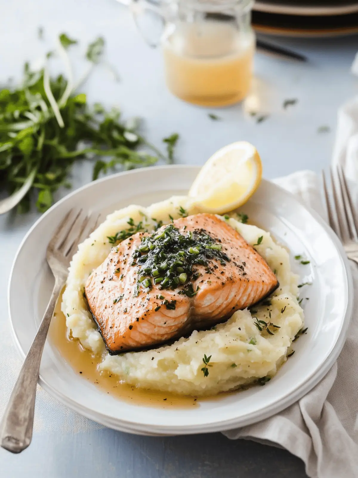 Herb Roasted Salmon & Celeriac Yukon Mash for Cozy Nights 3 Herb Roasted Salmon & Celeric Yukon Mash
