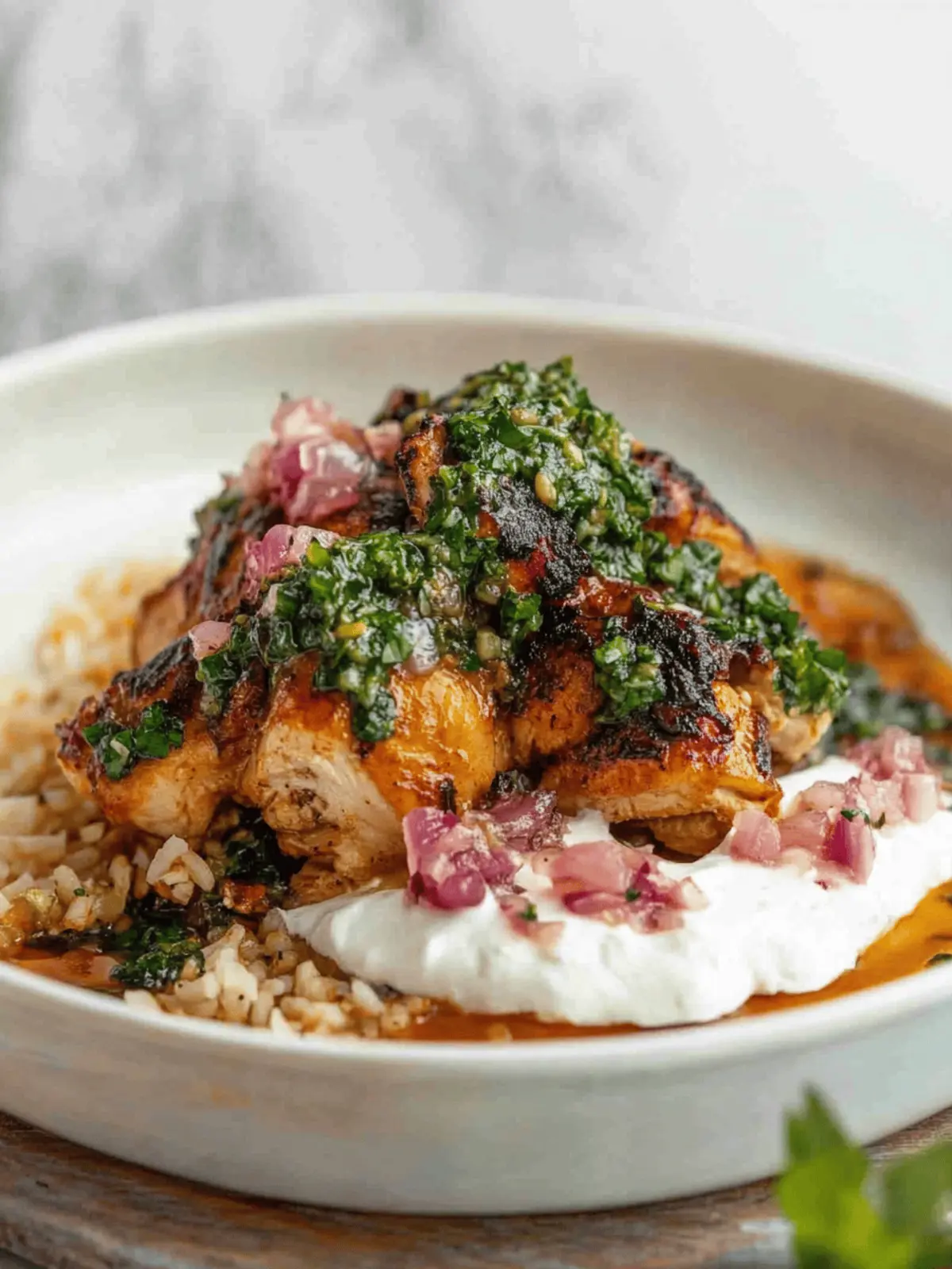 Spiced Chicken and Rice with Lime Chimichurri Delight 2 Spiced Chicken and Rice with Lime Chimichurri and Garlic Yoghurt