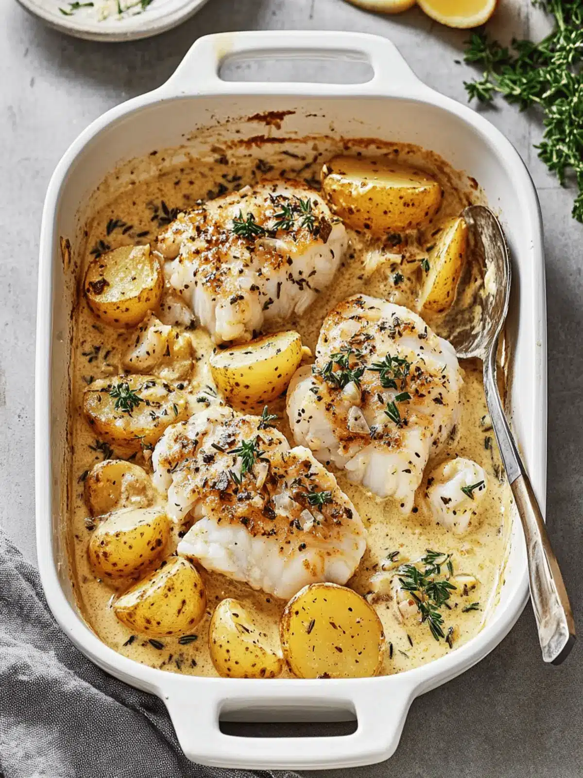 Cod & Potatoes in Rosemary Cream Sauce for Effortless Elegance 3 Cod & Potatoes in Rosemary Cream Sauce