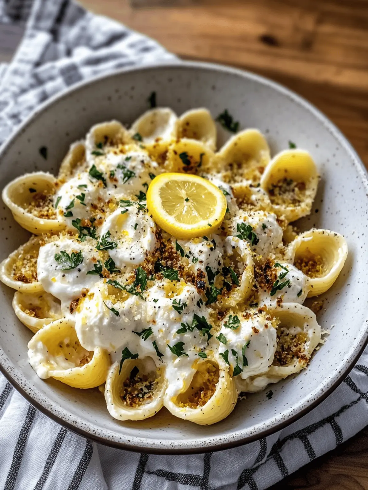 Indulge in Burrata Pasta Shells with Roasted Garlic & Lemon Cream 4 Burrata Pasta Shells with Roasted Garlic & Lemon Cream