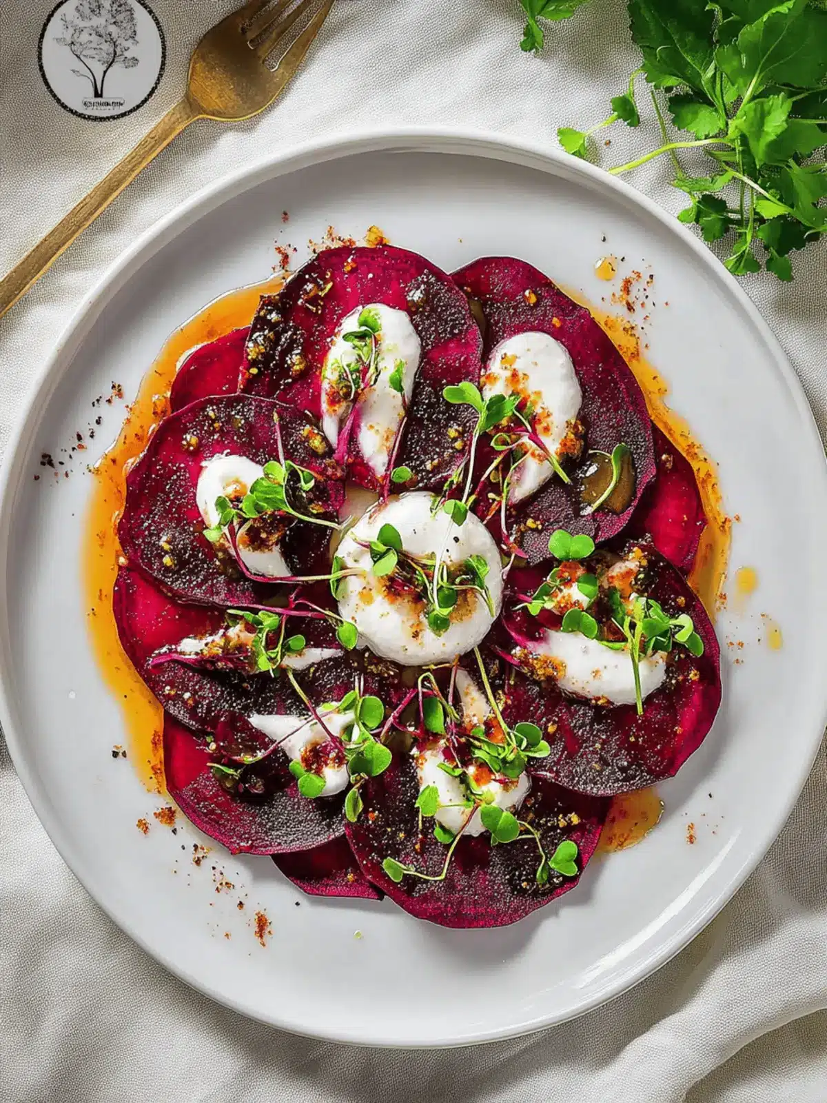Vibrant Beetroot Carpaccio with Microgreens You'll Love 2 Beetroot Carpaccio with Microgreens