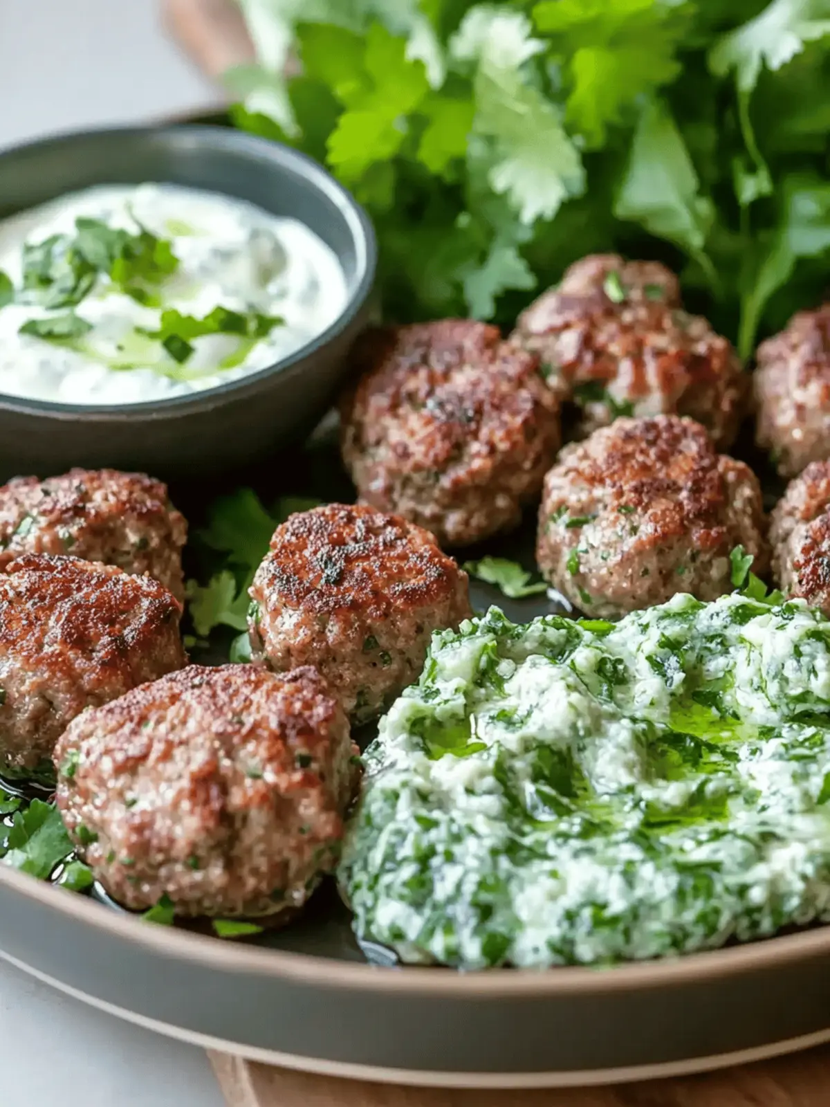 Spicy Lamb Meatballs With Green Dip for Flavorful Nights 3 Spicy Lamb Meatballs With Green Dip