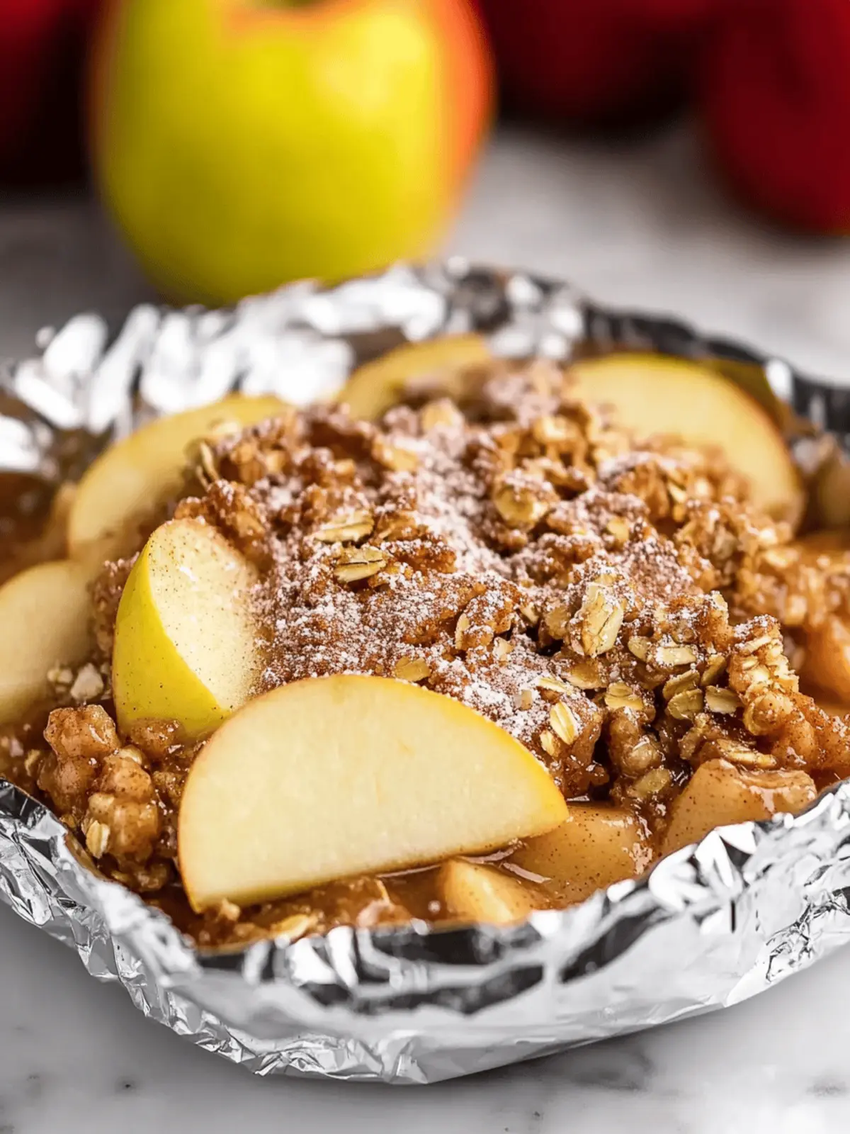 Campfire Apple Crisp in Foil with Cinnamon Oats for Cozy Nights 4 Campfire Apple Crisp in Foil with Cinnamon Oats