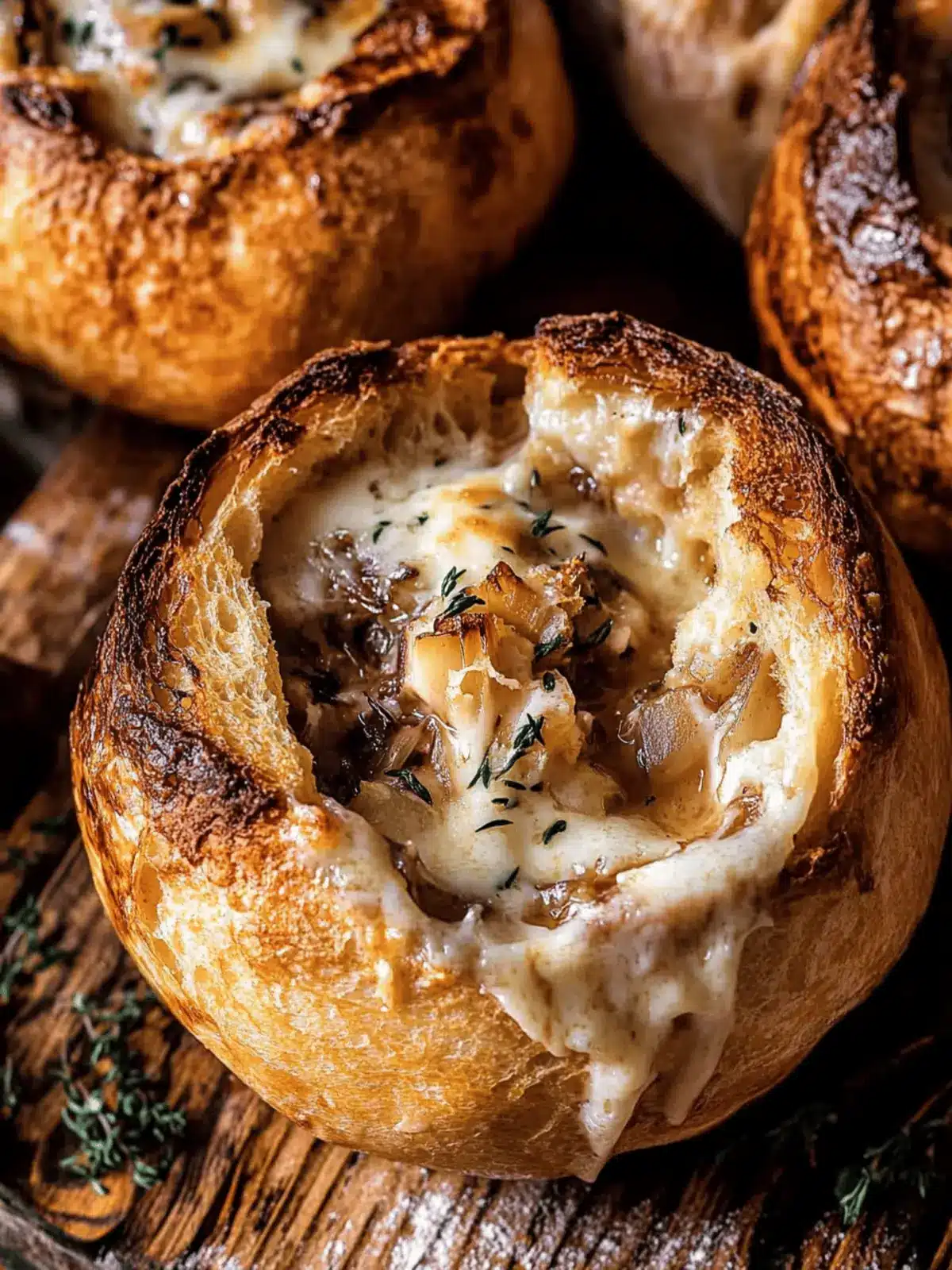Deliciously Creamy French Onion Soup in Crunchy Bread Bowls 4 Deliciously Creamy French Onion Soup in Crunchy Bread Bowls