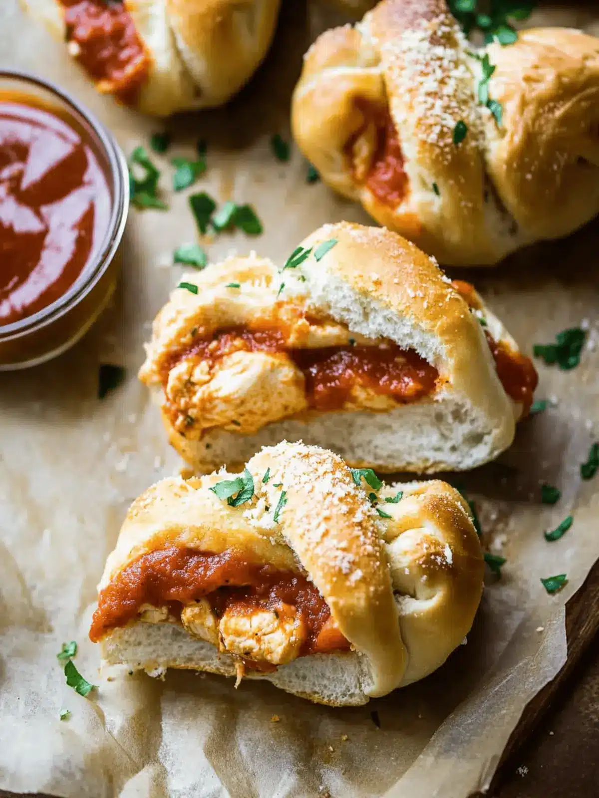 Garlic Knot Chicken Parmesan Sandwiches for Comfort Food Lovers 2 Garlic Knot Chicken Parmesan Sandwiches