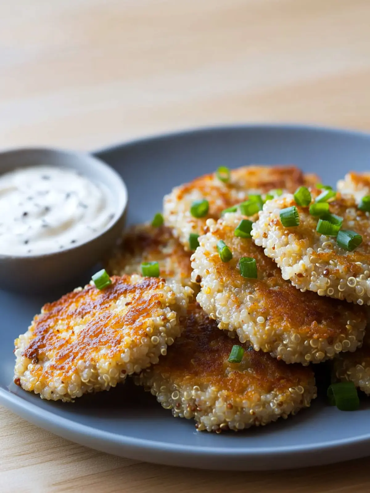Cheesy Quinoa Cakes with Zesty Roasted Garlic Aioli Recipe 3 Cheesy Quinoa Cakes with a Roasted Garlic and Lemon Aioli