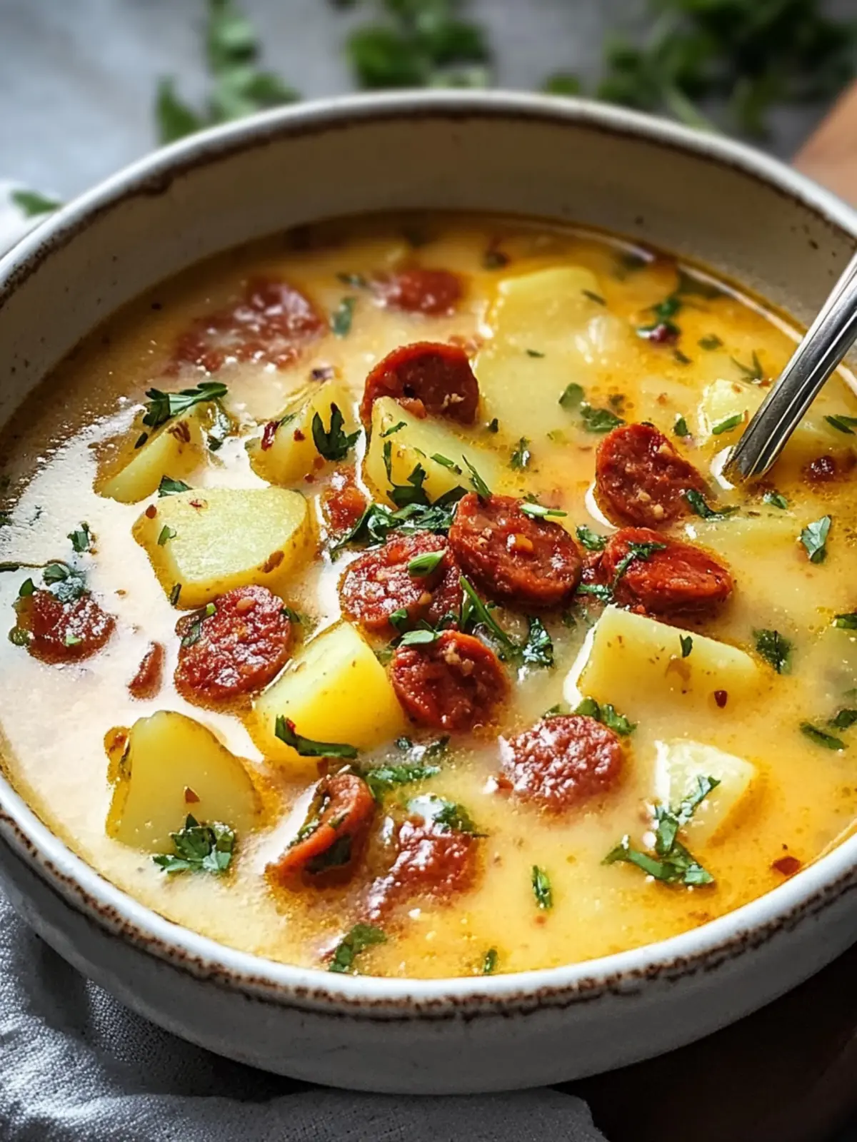 Savor Hearty Spanish Potato Soup with Smoky Chorizo Delight 2 Hearty Spanish Potato Soup with Smoky Chorizo and Fresh Herbs