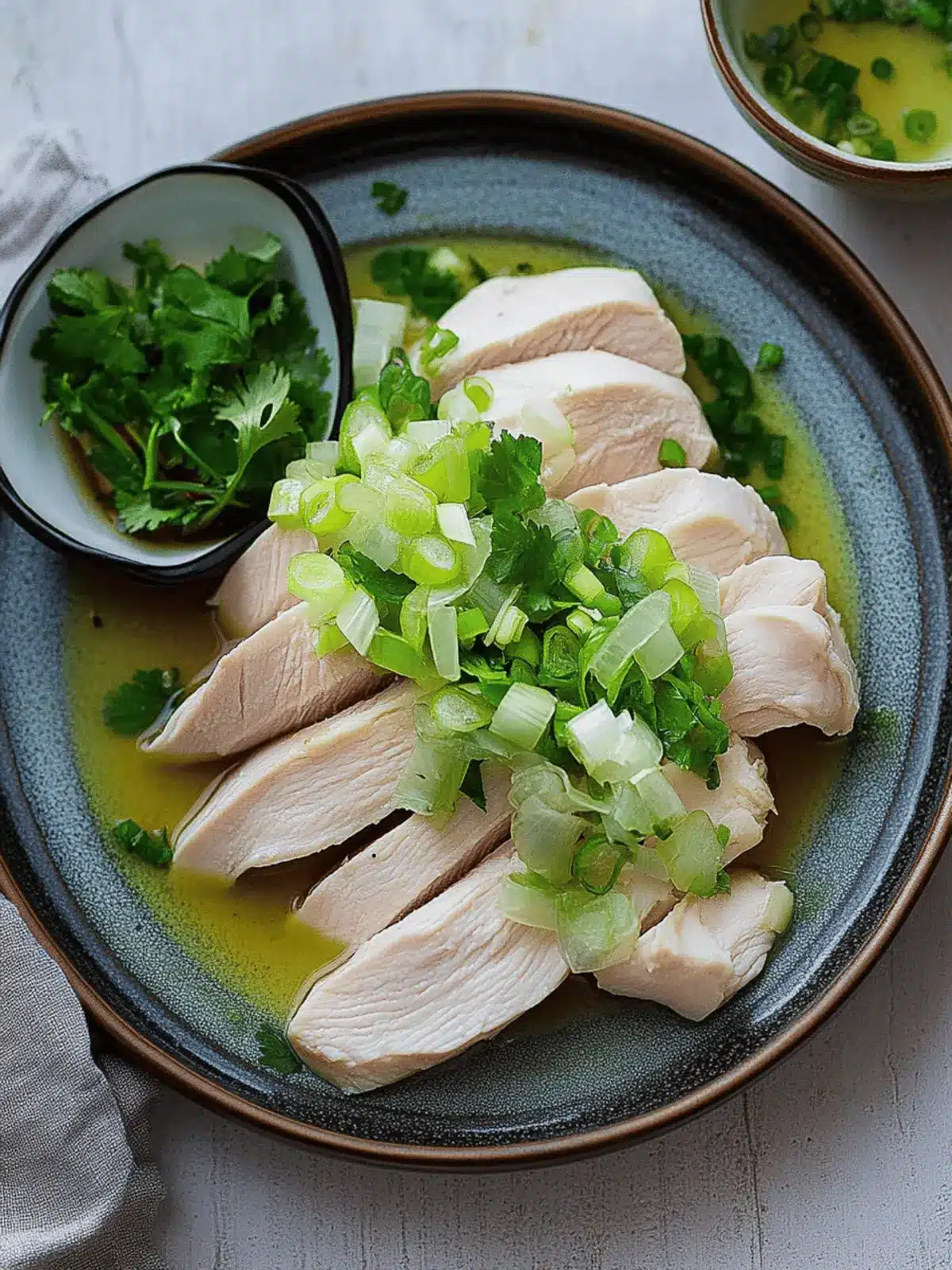Poached Chicken with Ginger Scallion Sauce: Juicy & Flavorful 3 Poached Chicken with Ginger Scallion Sauce