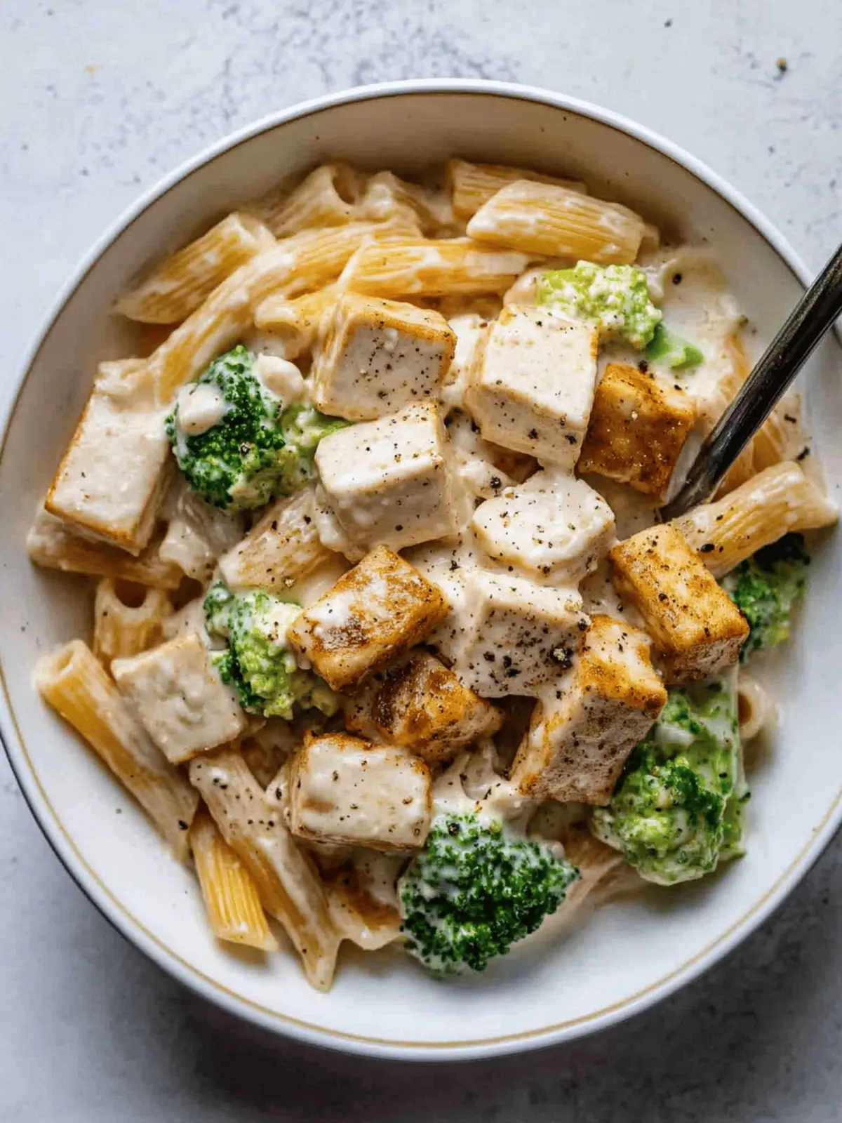Creamy Pasta and Tofu: A Quick Vegan Dinner Delight 2 Creamy Pasta and Tofu