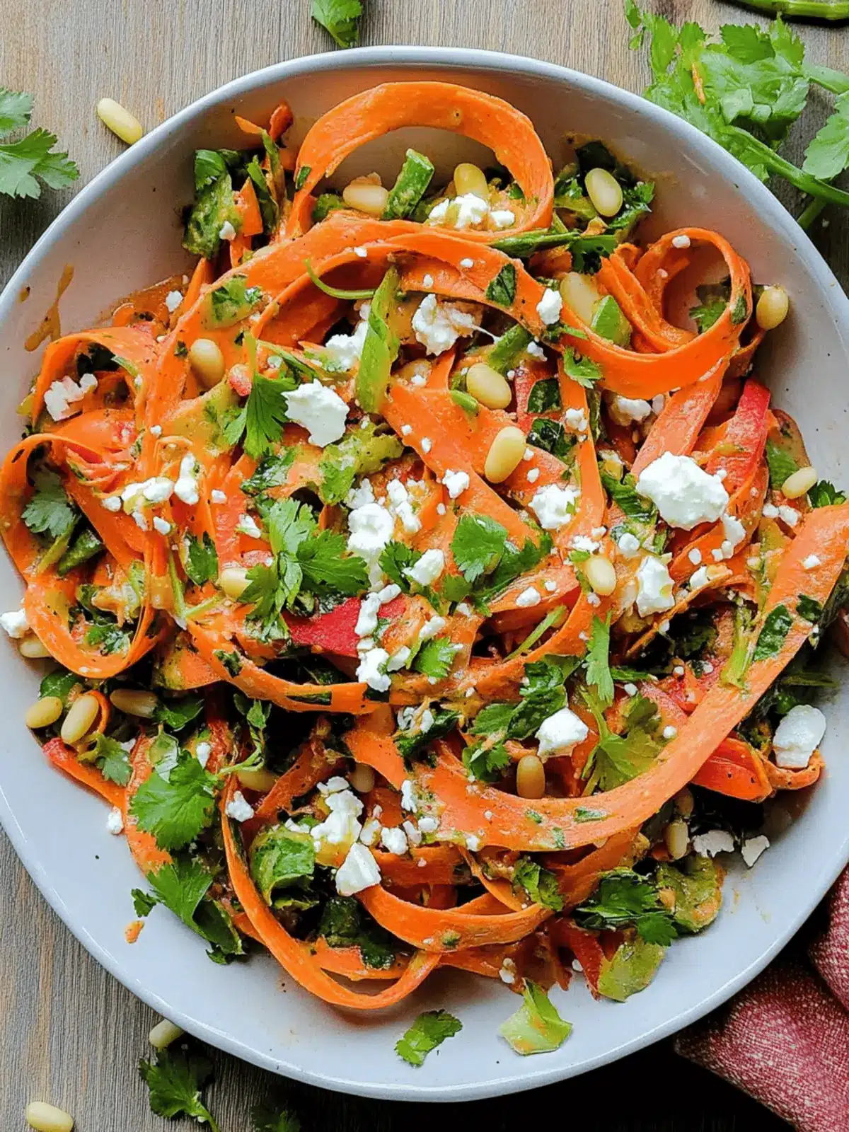 Delicious Carrot Ribbon Salad with Feta and Pine Nuts Bliss 4 Carrot Ribbon Salad with Feta and Pine Nuts