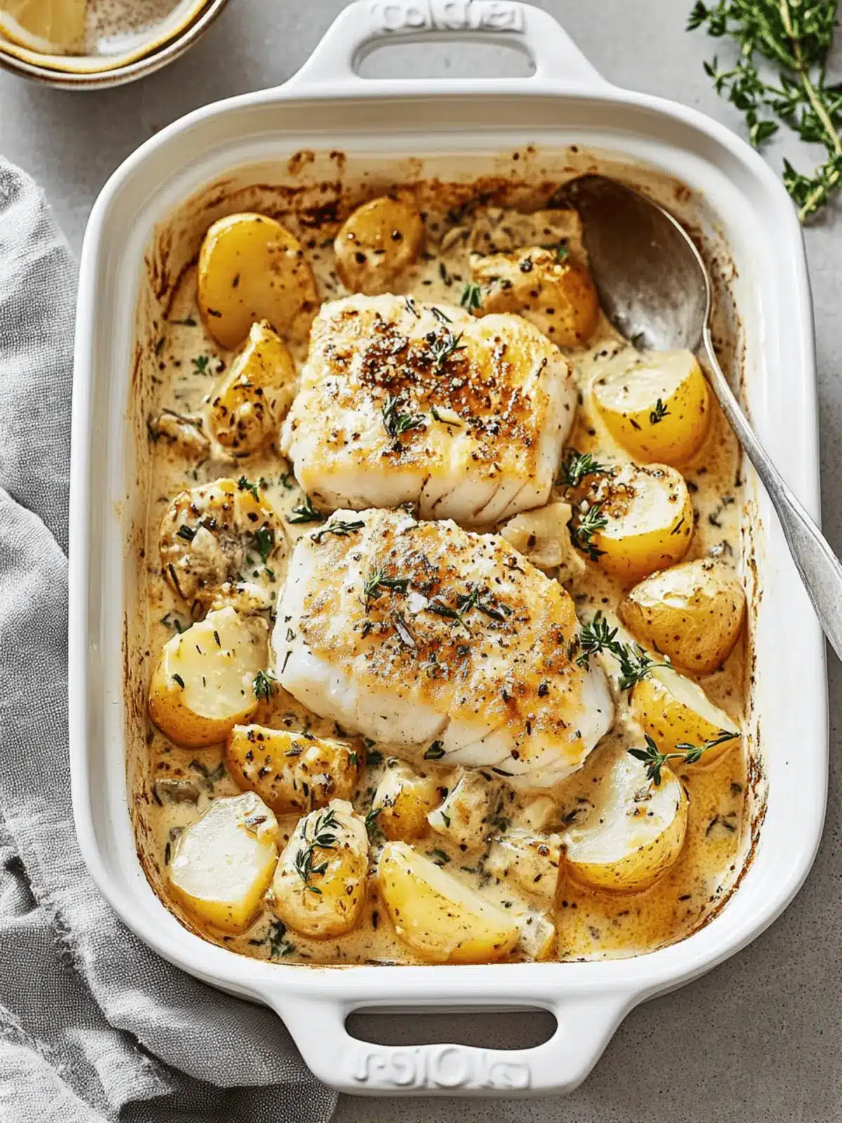 Cod & Potatoes in Rosemary Cream Sauce for Effortless Elegance 4 Cod & Potatoes in Rosemary Cream Sauce