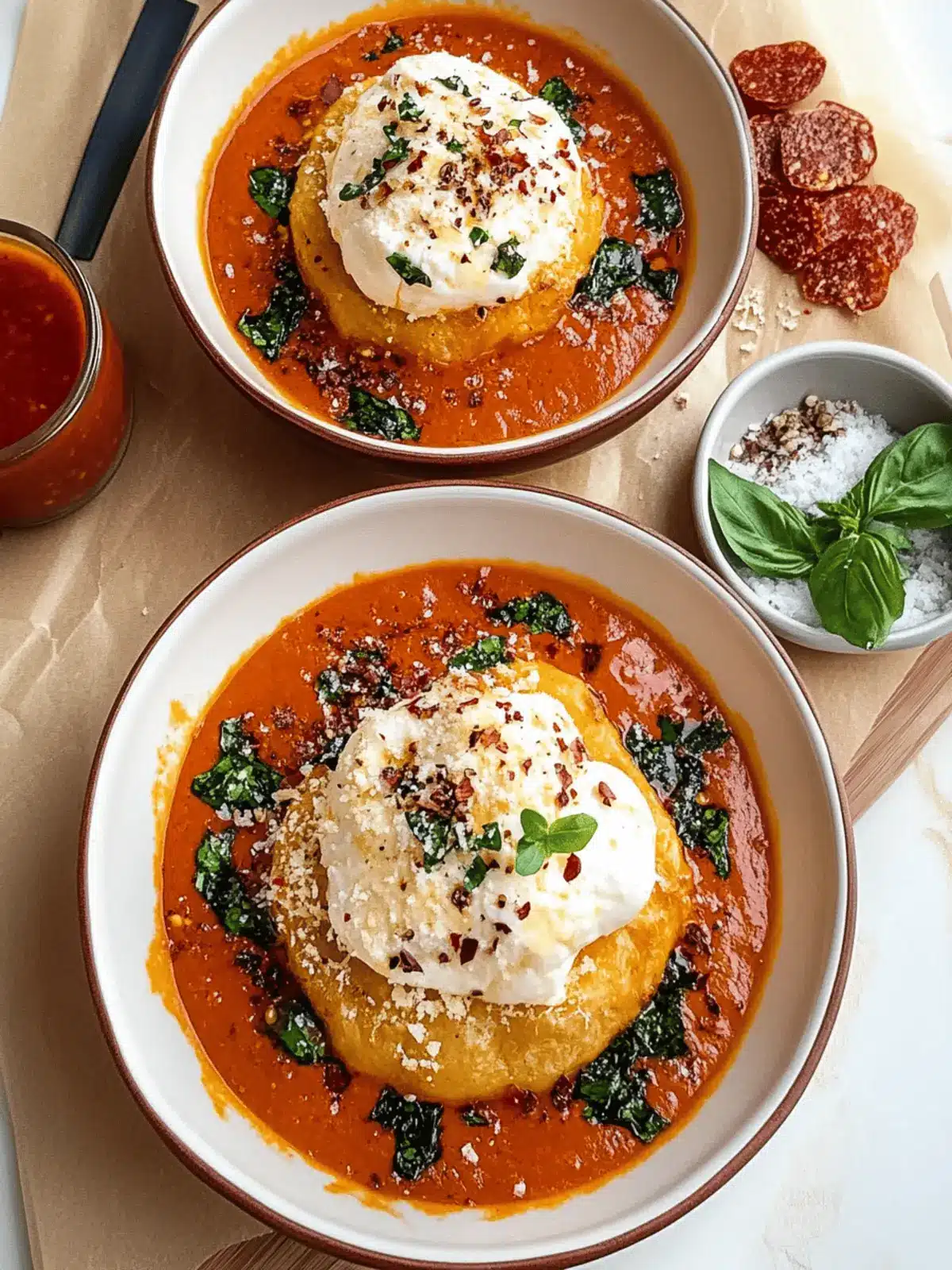 Crispy Fried Burrata with Spicy Vodka-Style Sauce Delight 3 Fried Burrata with Spicy Vodka-Style Sauce