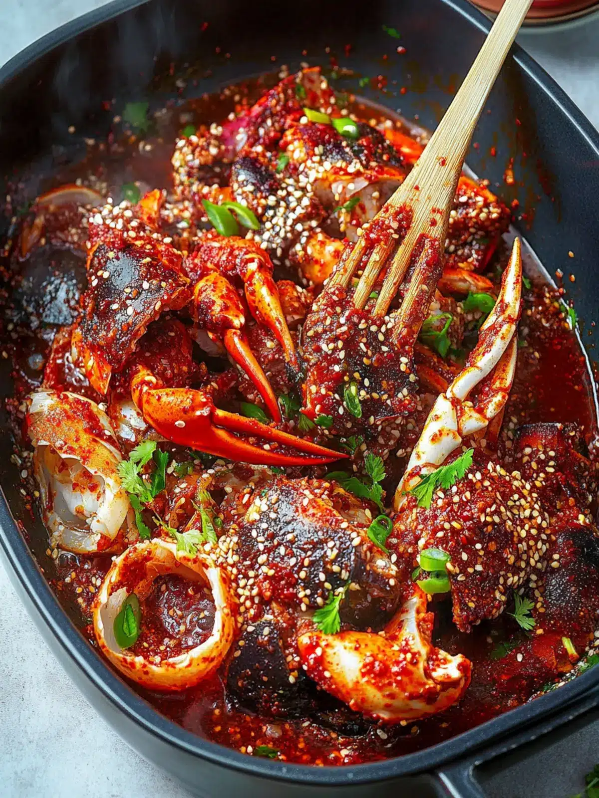 Savory Spicy Raw Marinated Crab Yangnyeom Gejang Delight 4 Spicy Raw Marinated Crab (Yangnyeom Gejang)