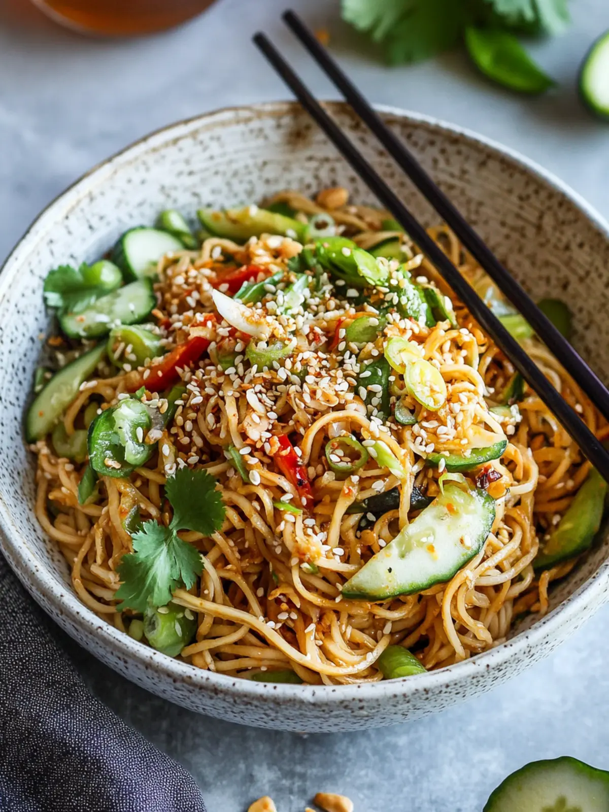 Zesty Cold Noodle Salad with Cucumber and Fresh Herbs 3 Cold Noodle Salad