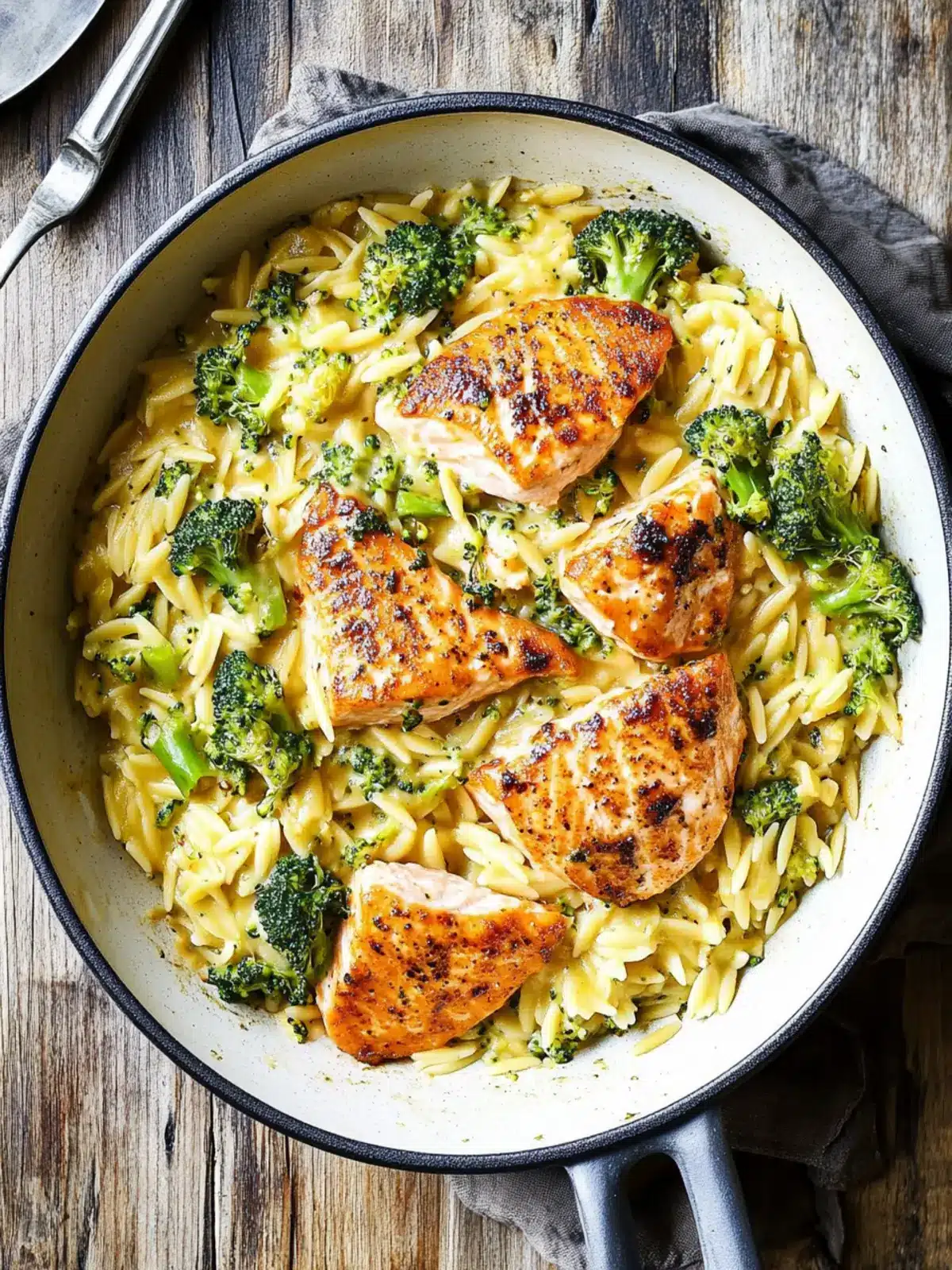 Creamy One Pot Broccoli Cheddar Salmon Orzo in 30 Minutes 4 One Pot Broccoli Cheddar Salmon Orzo