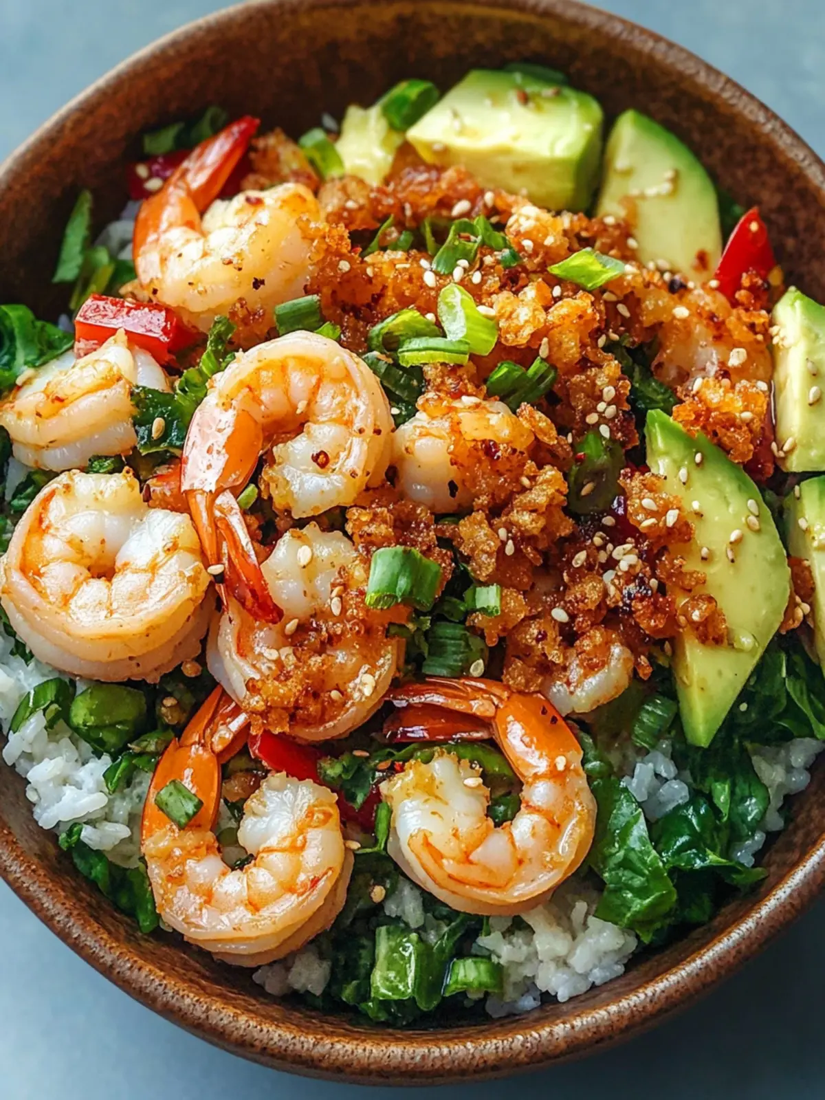 Zesty Garlic Shrimp Salad with Crispy Rice & Sesame Dressing 2 Garlic Shrimp Salad with Crispy Rice & Sesame Dressing