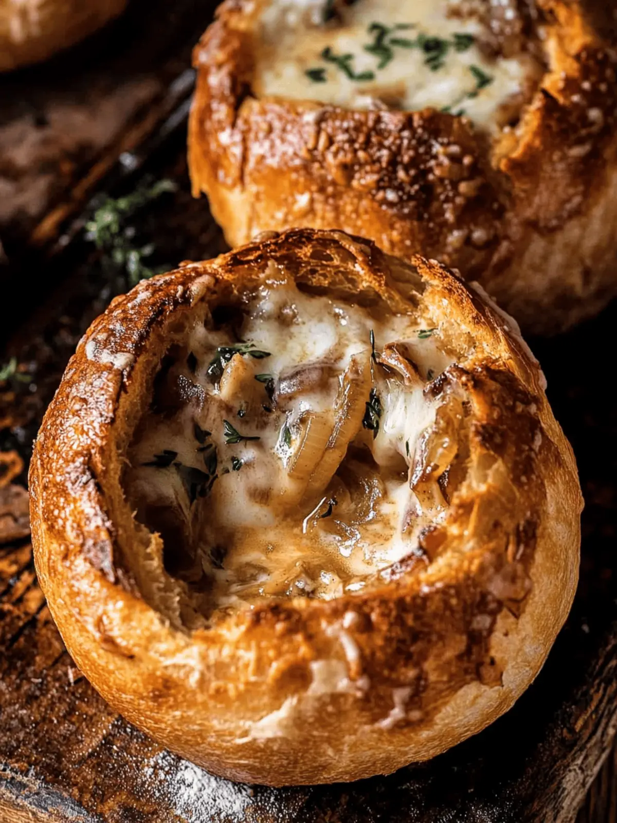 Deliciously Creamy French Onion Soup in Crunchy Bread Bowls 3 Deliciously Creamy French Onion Soup in Crunchy Bread Bowls