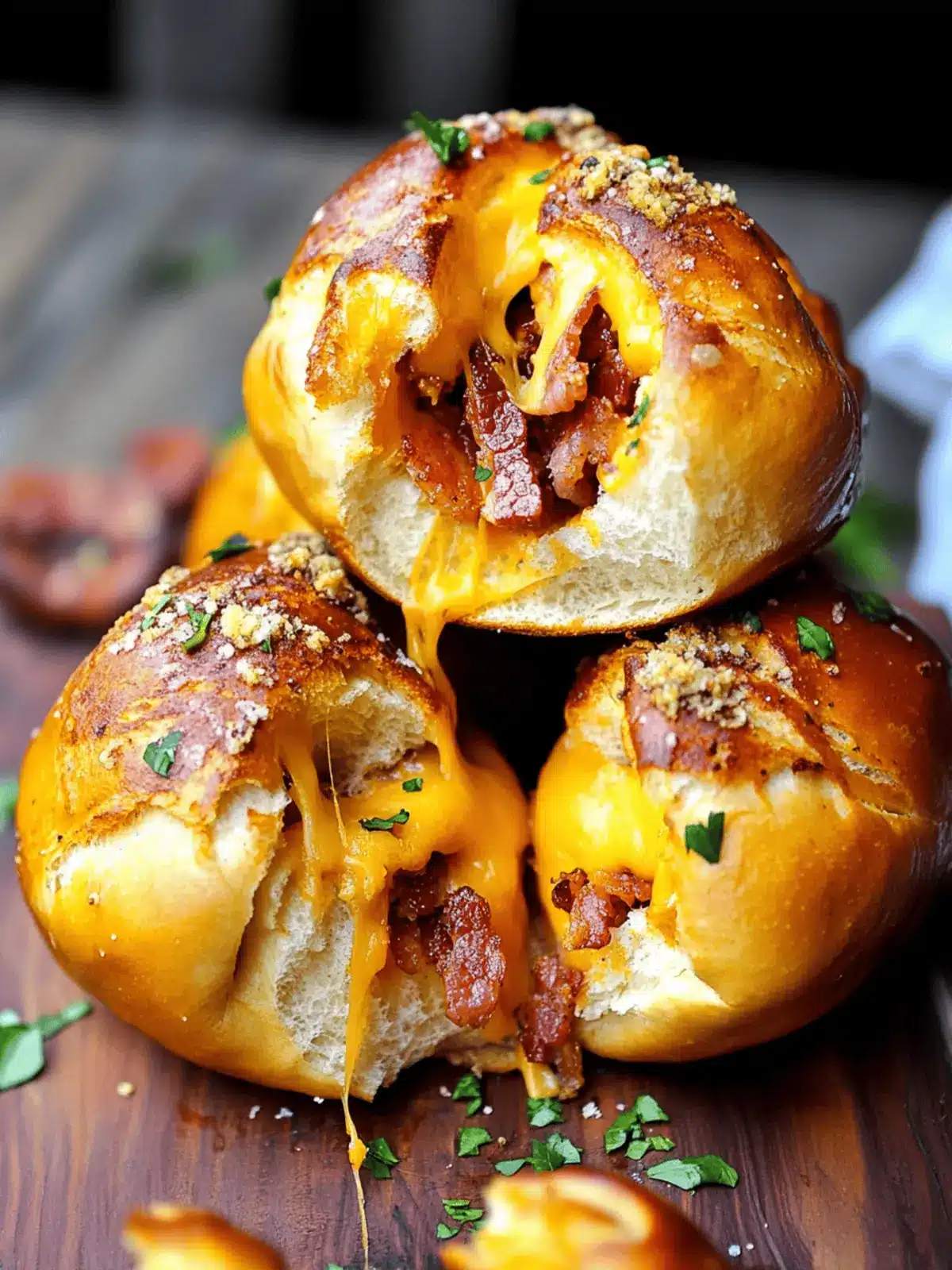 Cheddar Bacon Stuffed Pretzel Buns for the Ultimate Snack Attack 4 Cheddar Bacon Stuffed Pretzel Buns