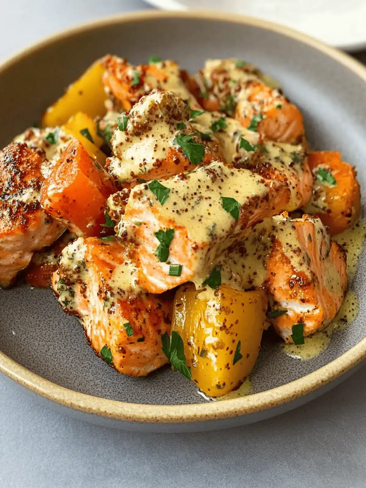Delicious Honey Mustard Salmon Bites and Veggies in One Pan 3 Delicious Honey Mustard Salmon Bites and Veggies in One Pan