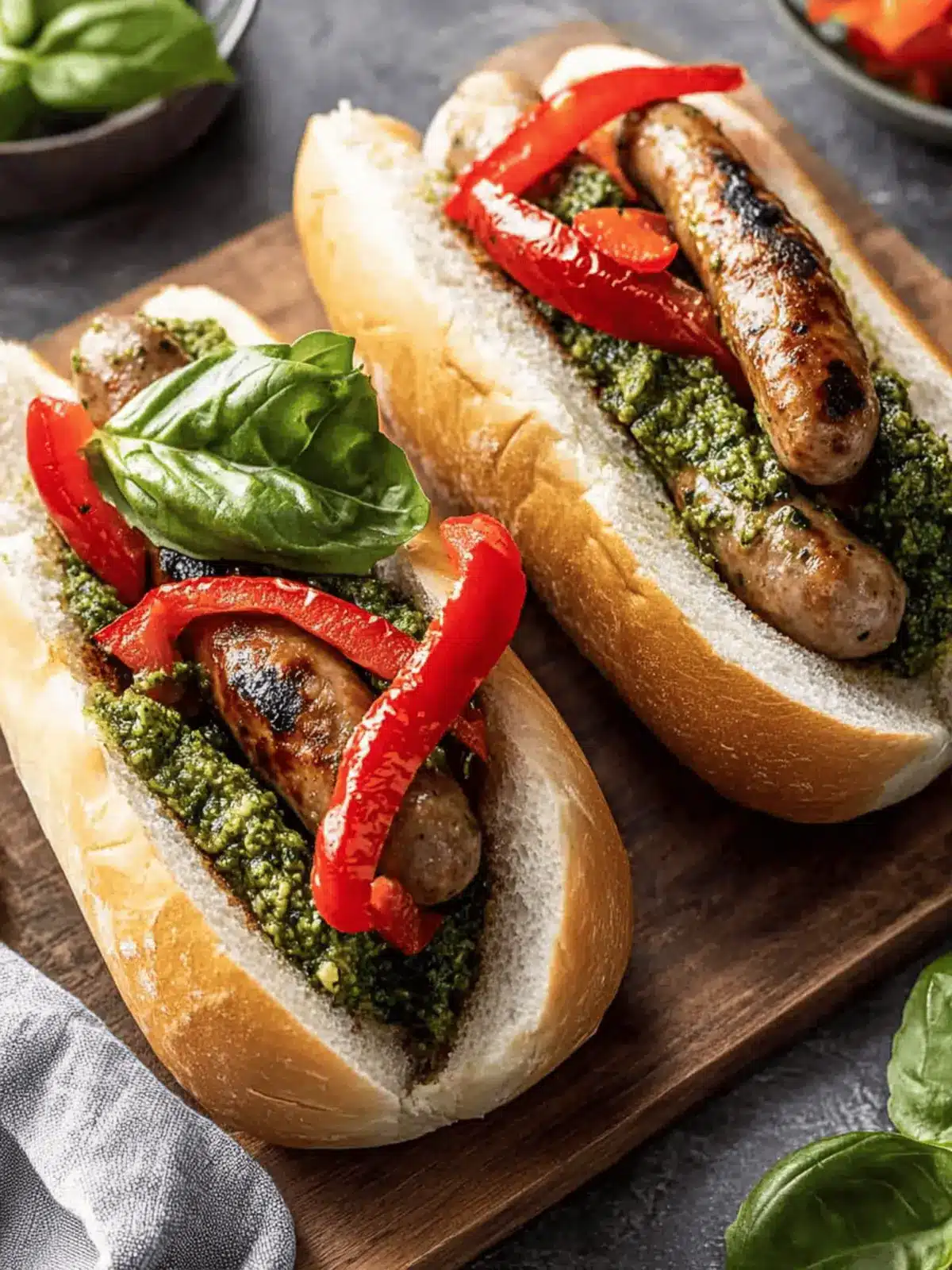 Savor Italian Sausage Pepper and Pesto Subs in 30 Minutes 2 Italian Sausage Pepper and Pesto Subs