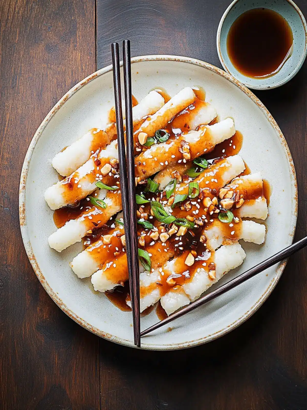 Savory Rice Cakes w/ Peanut Sauce & Hoisin in Minutes 3 Rice Cakes w/ Peanut Sauce & Hoisin