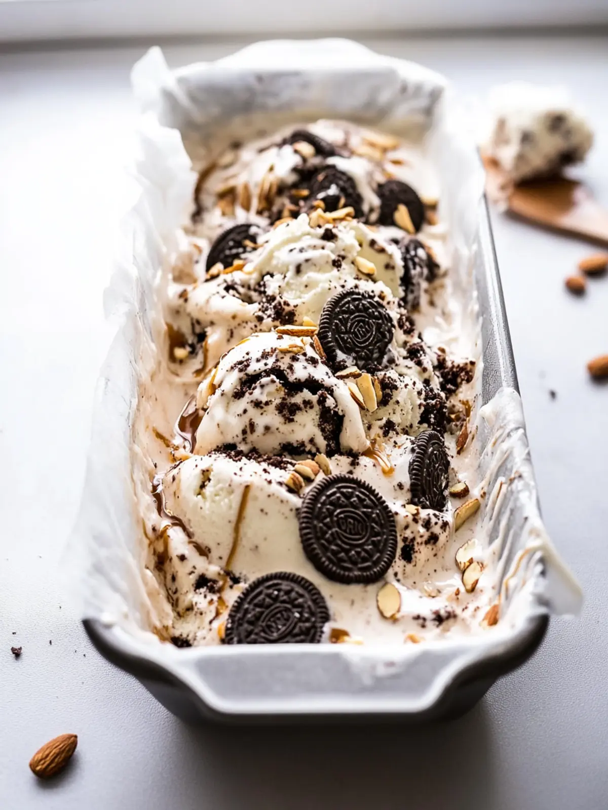 Indulge in Oreo Salted Almond Caramel Swirl Homemade Ice Cream 4 Oreo Salted Almond Caramel Swirl Homemade Ice Cream