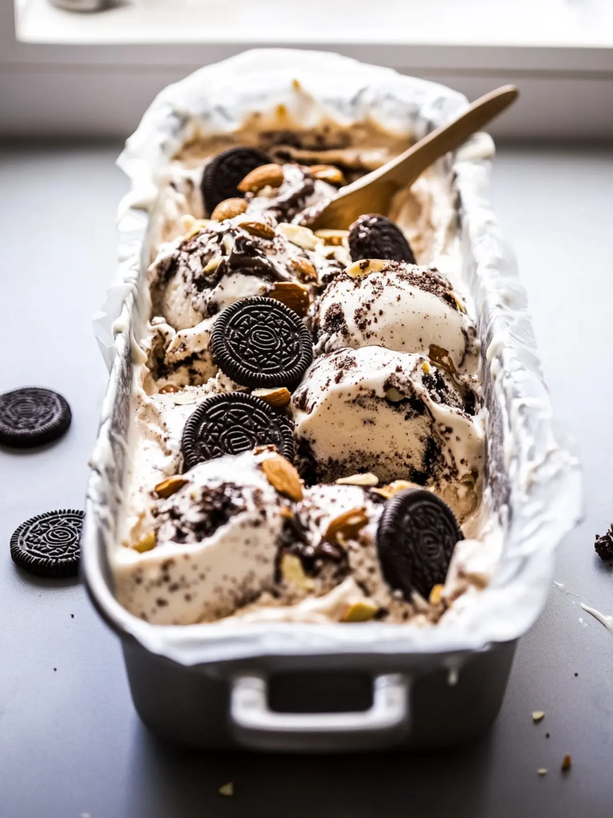 Indulge in Oreo Salted Almond Caramel Swirl Homemade Ice Cream 3 Oreo Salted Almond Caramel Swirl Homemade Ice Cream