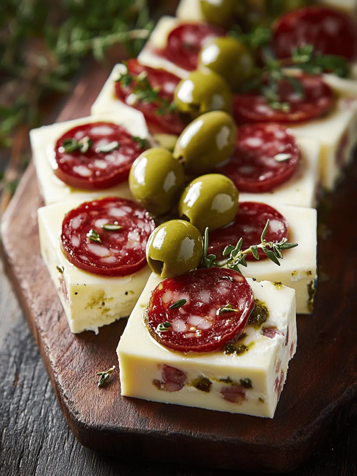 Marinated Cheese Appetizer with Salami & Green Olives Bliss 2 Marinated Cheese Appetizer with Salami & Green Olives