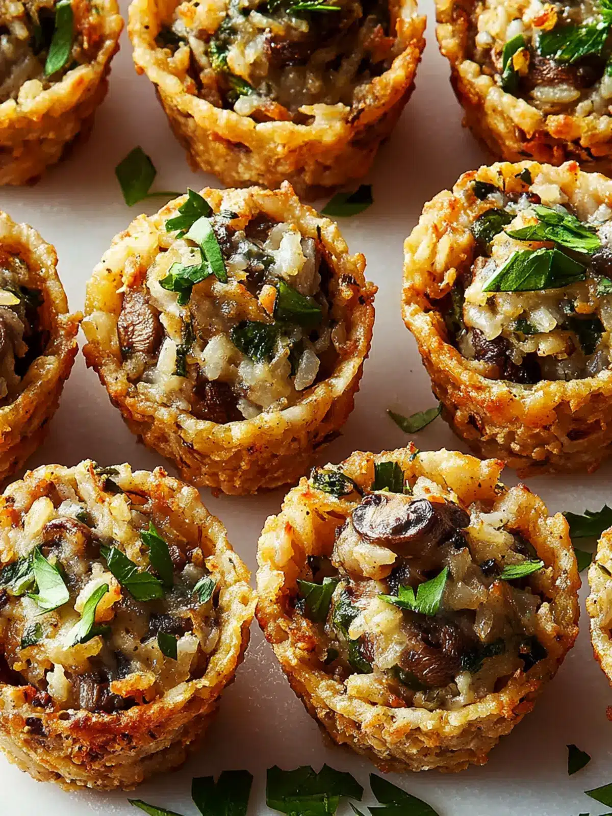 Stuffed Mushroom Crispy Rice Cups for Flavorful Fun 3 Stuffed Mushroom Crispy Rice Cups