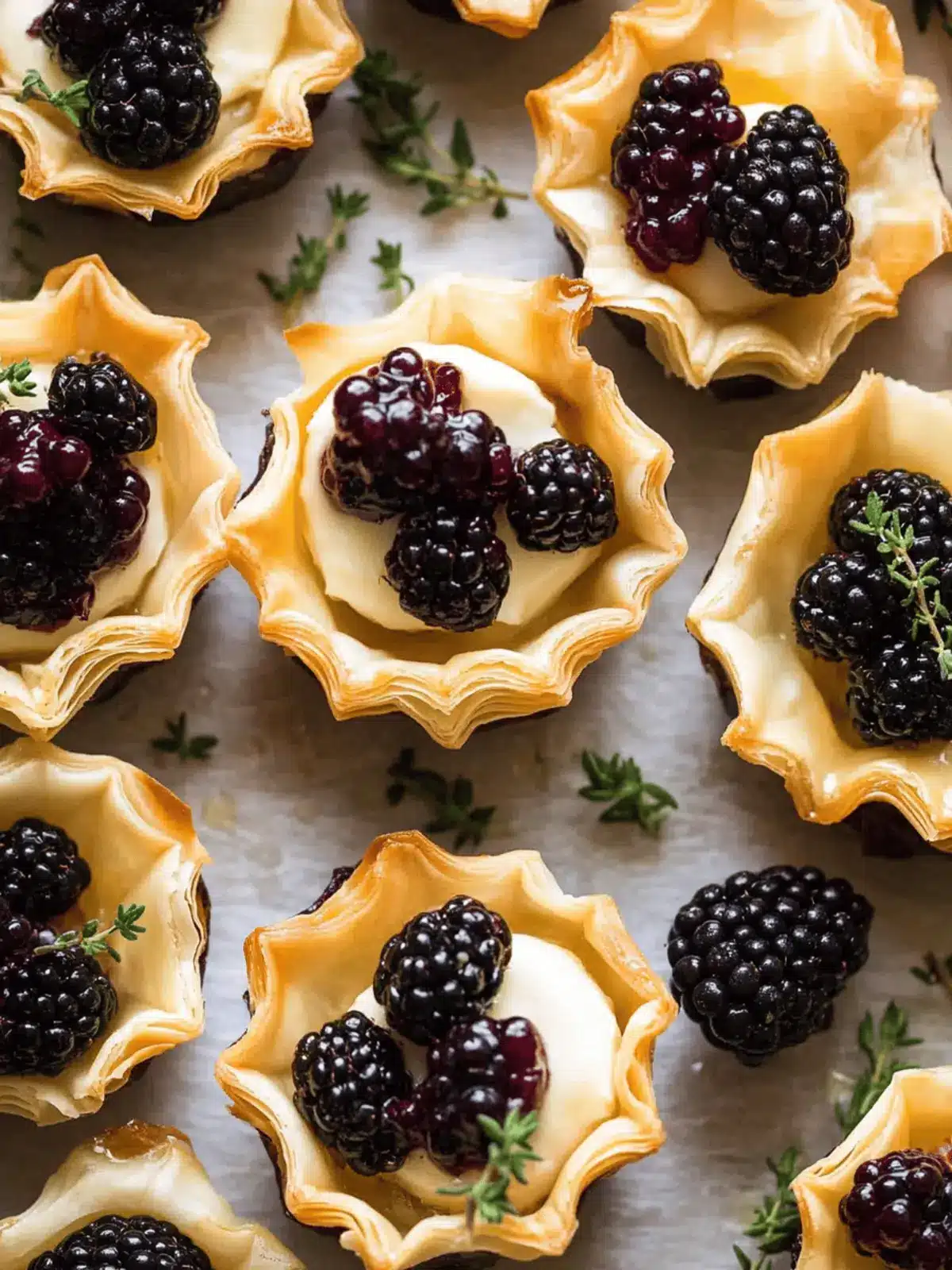 Brie Phyllo Cups with Blackberry and Thyme for Effortless Elegance 4 Brie Phyllo Cups with Blackberry and Thyme