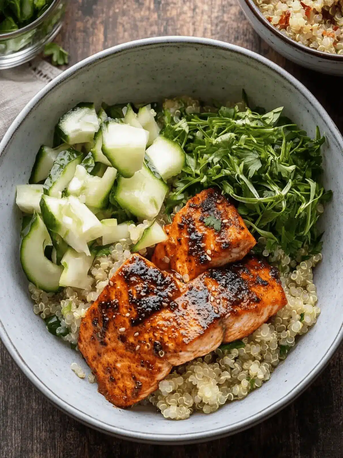 Honey Harissa Salmon Quinoa Bowls for Quick Healthy Comfort 2 Honey Harissa Salmon Quinoa Bowls