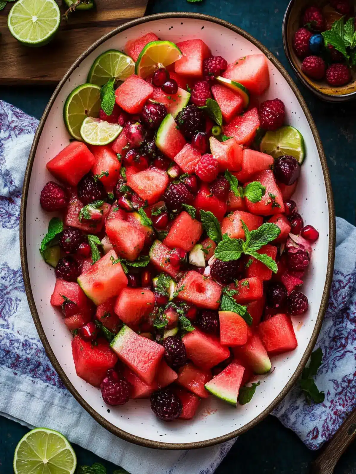 Refreshing Watermelon Fruit Salad with Zesty Lime Mint Dressing 2 Watermelon Fruit Salad with Lime Mint Dressing